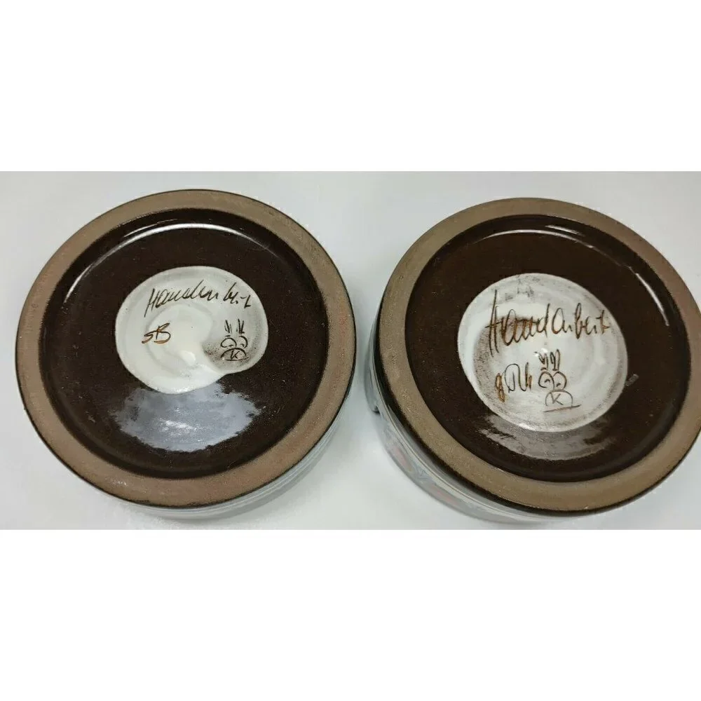 Gebrüder Haas Brothers Potters at Liechtenstein Ashtray Set Flower Heart Pottery